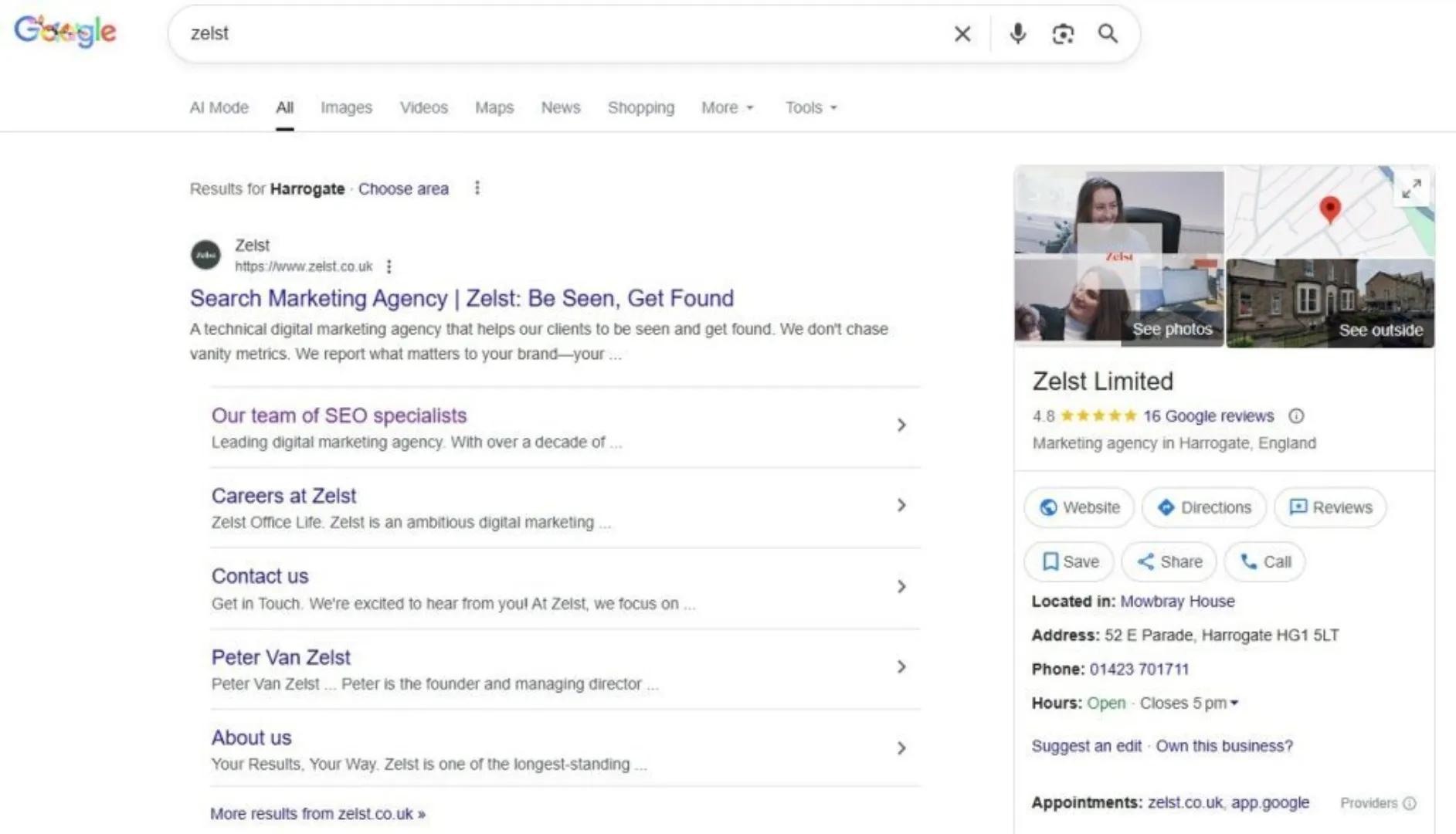Zero-click search knowledge panel.