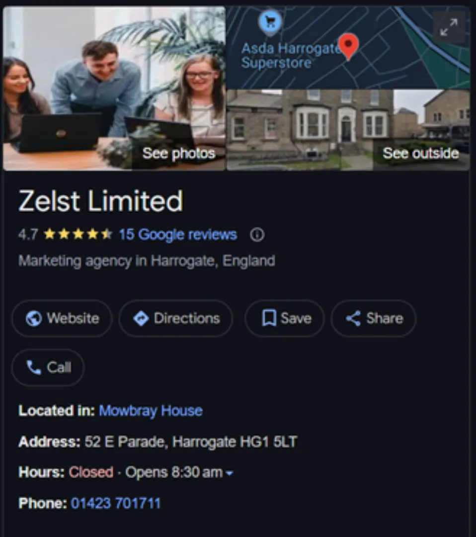 Zelst's Google Business Profile.