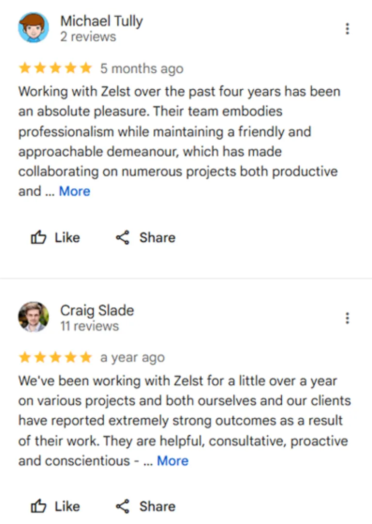 Zelst's Google Reviews.