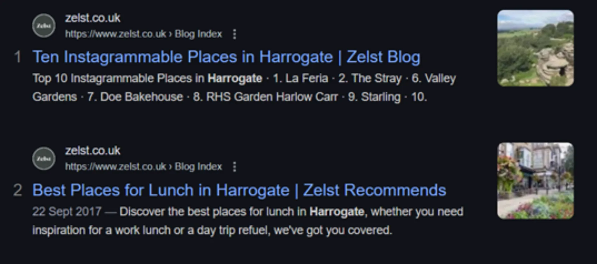 Zelst's location-specific content search.