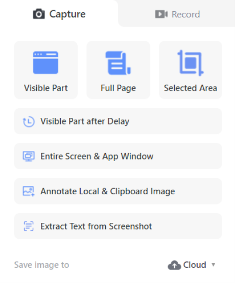 The user interface for the Awesome Screen Recorder and Screenshot extension