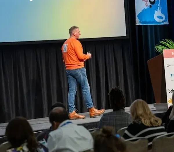 Peter delivering his talk at BrightonSEO.
