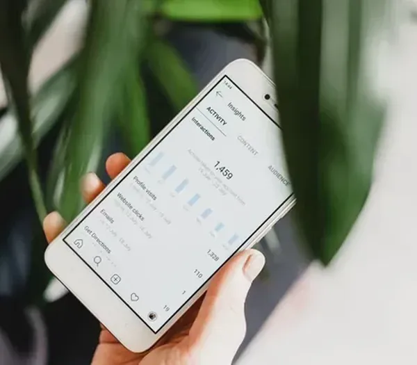 Data from social media on a phone screen.