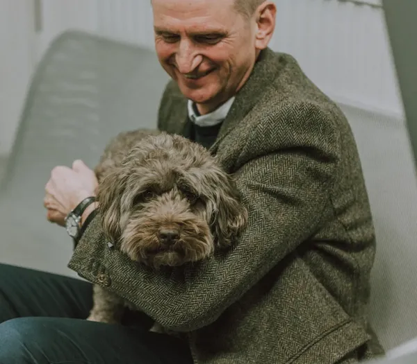 Peter and Zelst dog, Henry.