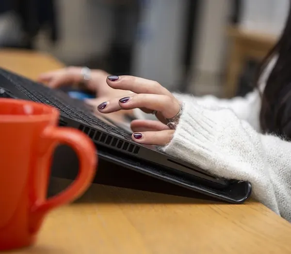Zelst team member typing on a laptop.