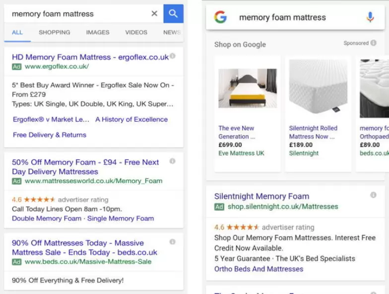 New Google Ads in Top 4 Spots and Shopping in Right Column