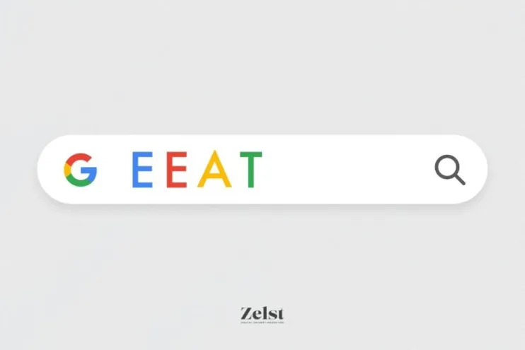 EEAT in Google search bar graphic.