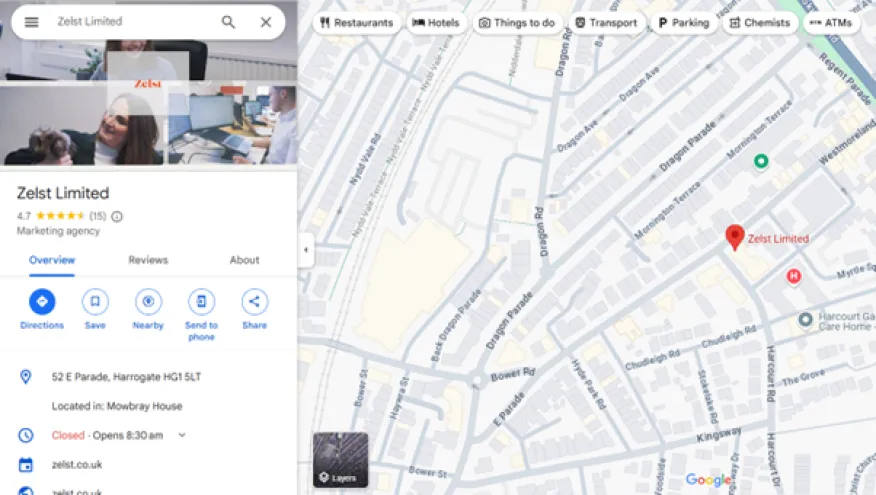 Zelst's Google Business Profile map.