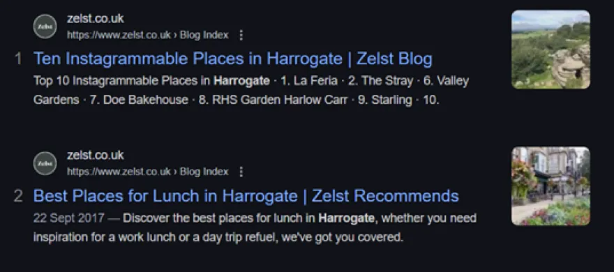 Zelst's location-specific content search.
