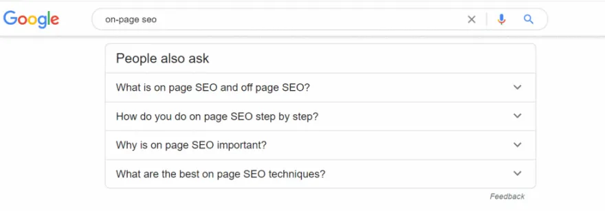 On-page SEO 'people also ask'.