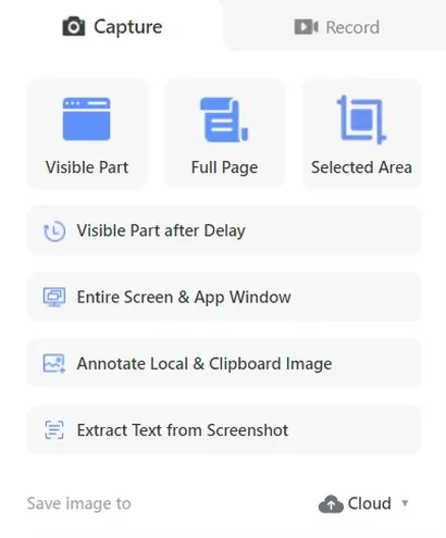 The user interface for the Awesome Screen Recorder and Screenshot extension.