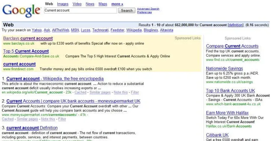Google Ads in 2007.