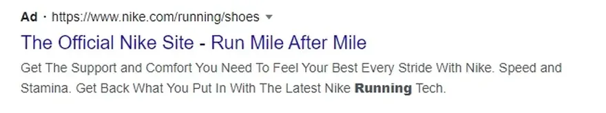 Google text ad example.