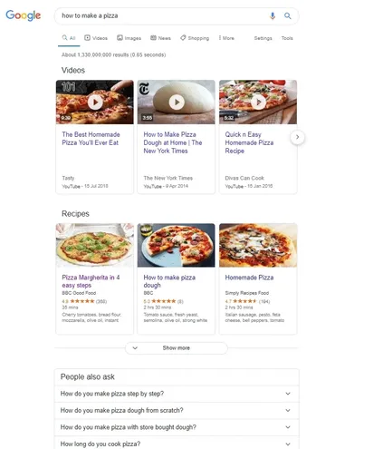 How to make a pizza Google search.