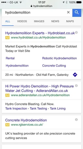 Mobile search page layout.