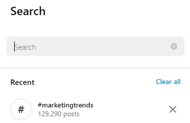 Instagram trending search.