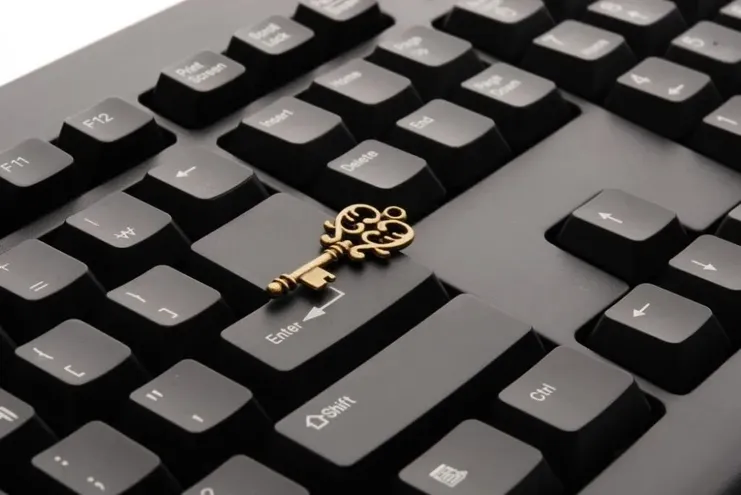 A small key on a computer keyboard.