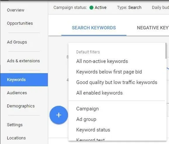 Keyword filter.