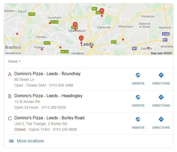 Google's local pack.
