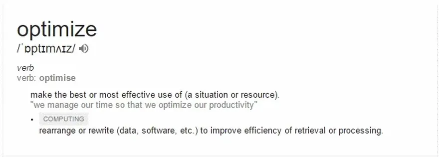 Optimise definition on Google.