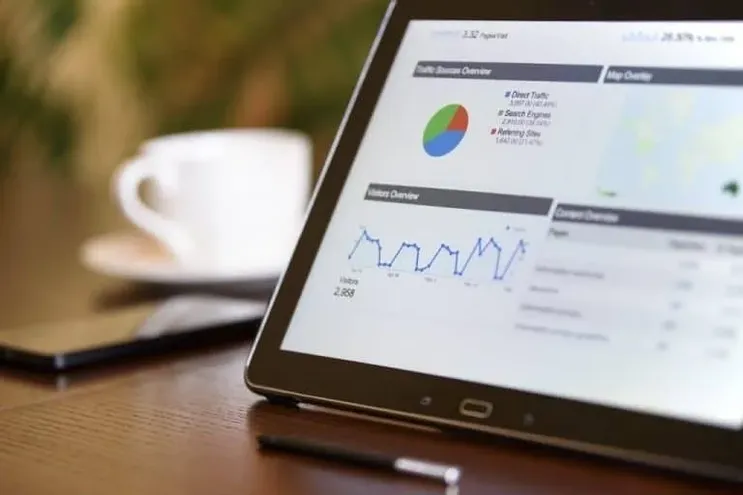 Digital marketing stats on tablet.