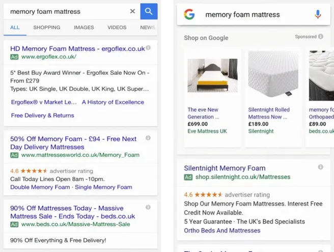 On mobile devices, Paid Ads take up the entire opening search screen.