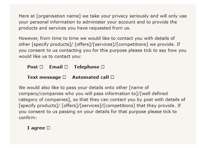 Sample privacy notice from ICO.