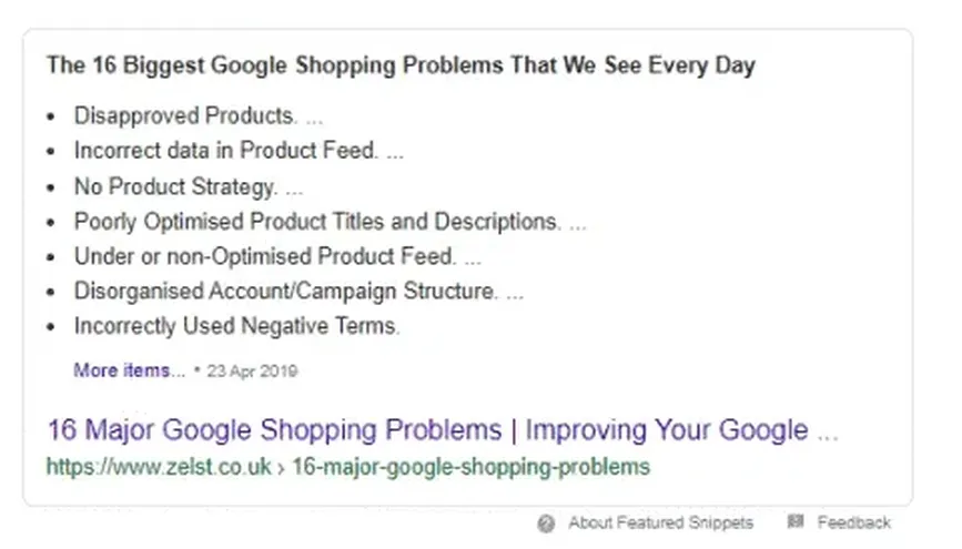 A SERP feature on Google.