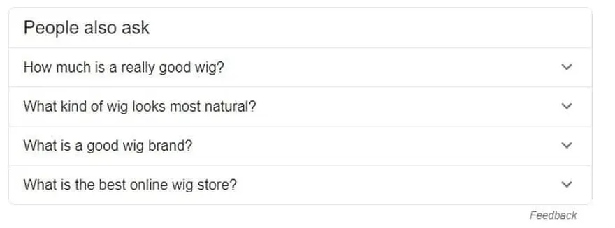 SERP 'People also ask' result.