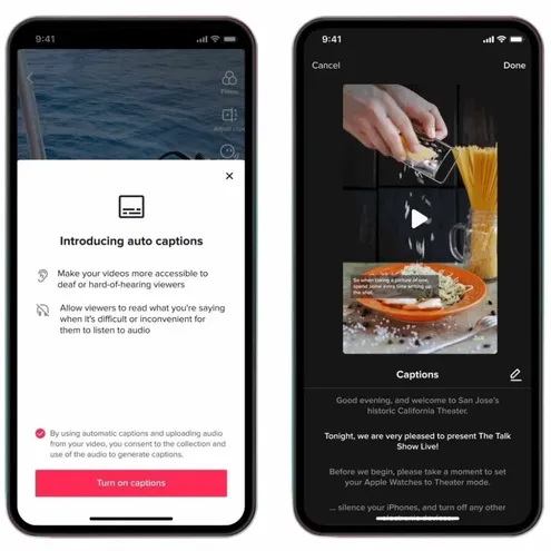 Tiktok on phone screen showing auto captions.