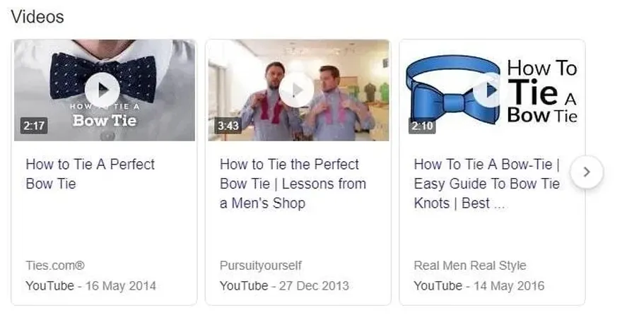 Video snippet on Google.