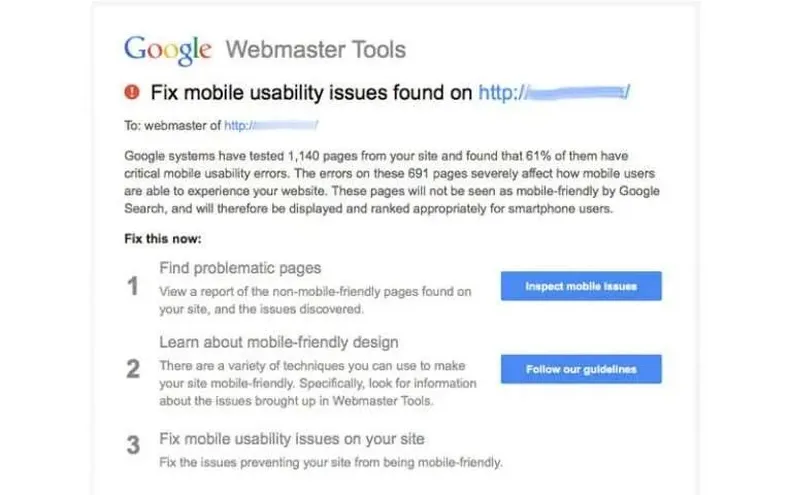 Warning on Google webmaster.