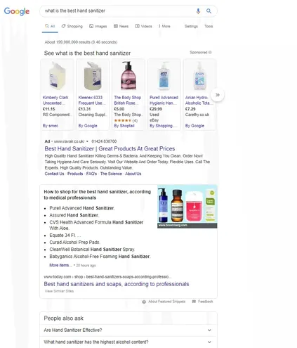 What is the best hand sanitizer, Google search.