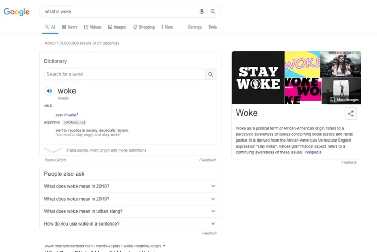 What is woke Google search.